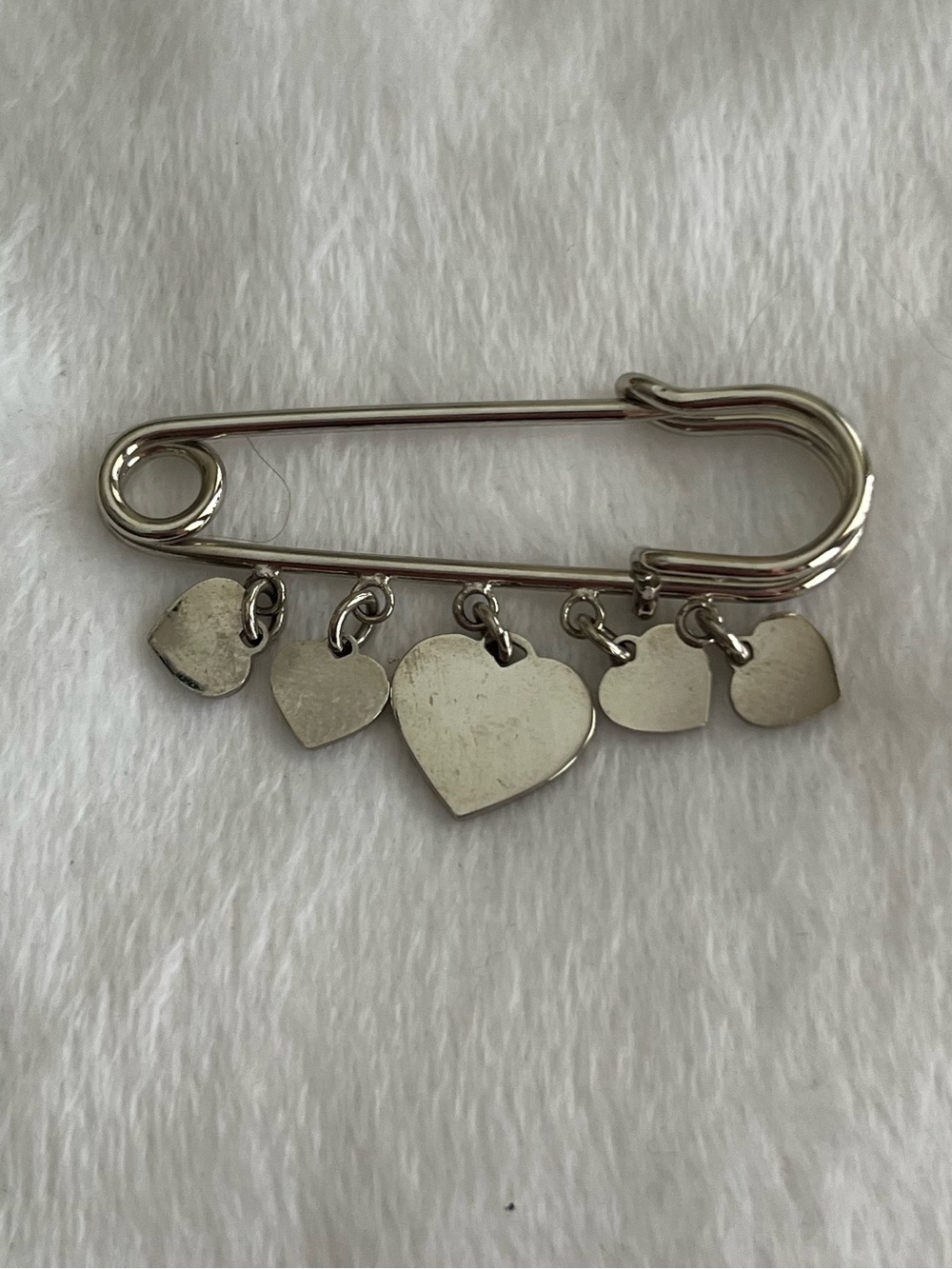Coach Silver Safety Pin Brooch with Red Heart Charms - Picture 3 of 3